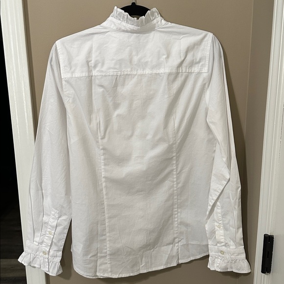 J.Crew Factory Ruffle Button-Up Top in White - Picture 7 of 7